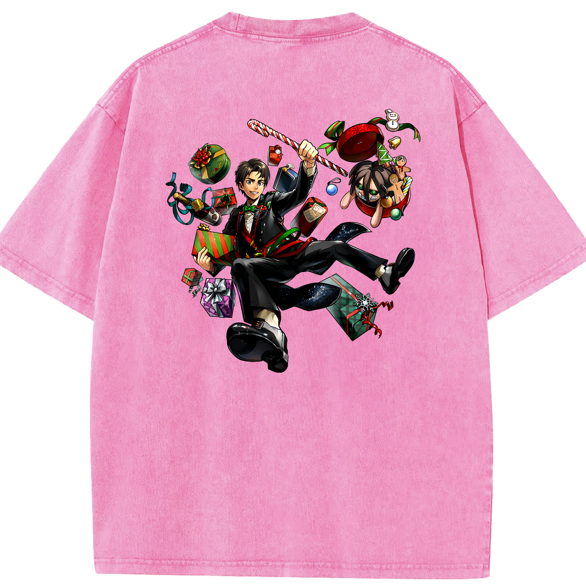 （画像用） 進撃の巨人 エレン･イェーガー Attack on Titan Eren Jäger 綿100% ヴィンテージ風 半袖Tシャツ（背面プリント）